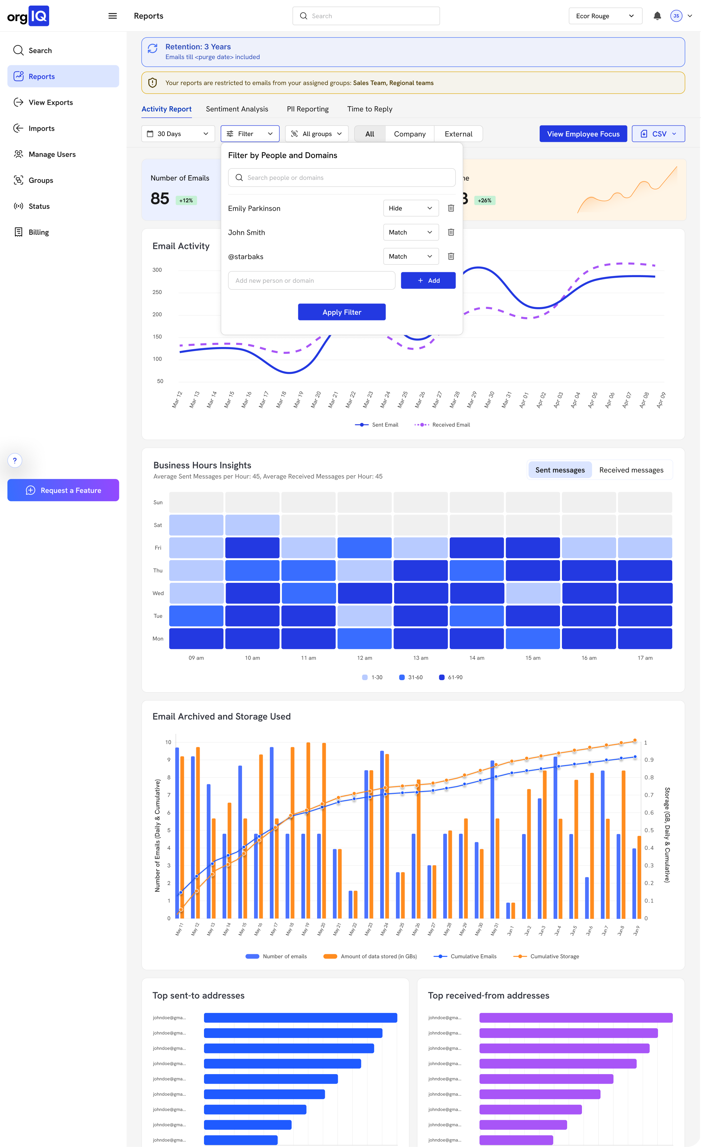 screenshot of Email Vault